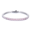 Minimalist tennis bracelet with gradient pink zircon stones and silver-plated finish - 16cm / Pink Gradient Bracelet