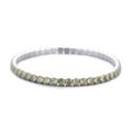 Elegante zilveren tennisarmband met schitterende lichtgroene ronde zirkonia steentjes - Kleine Elastische (16CM-18CM) / Licht olijfgroen