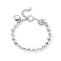Collana di perline in acciaio al titanio argento lucido con ciondolo a fiore e catenella - Bracciale / Color Acciaio