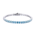 Silver tennis bracelet featuring round-cut gradient blue zircons on a white background - 16cm / Blue Gradient Bracelet
