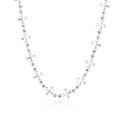 Macro detail of silver four-pointed star link chain necklace with polished metal finish - Clover Necklace (E7001) / 50+5cm
