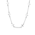 Detail of silver clover charm link bracelet with polished metallic finish and star accents - Clover Spliced Necklace (E7001) / 50+5cm