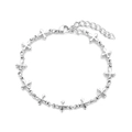 Polished silver stainless steel clover cross bracelet with lobster clasp on white background - Cross Chain Bracelet (E7001) / 18+4CM