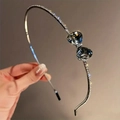 Cerchietto argento con strass scintillanti e fiocco in cristallo grigio elegante - Vetro Nero Argento