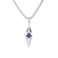 Collier géométrique pour homme avec zircon étoilé et pendentif en pierre bleue - Style de Losange Étoilé (E7002) / 60CM+5CM / Argent (Strass Bleu)
