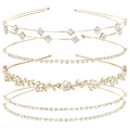 Set da 4 cerchietti dorati con strass eleganti, motivi floreali e geometrici - Collezione di Design Assortiti A / Oro