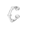 Μίνιμαλ ασημένιο σκουλαρίκι C με πέντε γυαλισμένες χάντρες για αυτιά χωρίς τρύπα - Ασημί Γεωμετρικό Στυλ με Πέντε Χάντρες