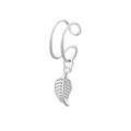 Silver adjustable leaf ear cuff with double ring spiral design for non-pierced cartilage - Silver Leaf Pendant Style (A6316)