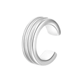 Close-up of polished silver ear cuff showing triple-line grooved texture and metal finish - Silver Triple Line Groove Style