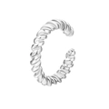 Macro shot of silver twisted rope ear cuff showing the spiral metal texture and C-shape - Silver Spiral Twisted Rope Style