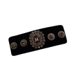 Vintage velvet hair clip set with rectangle black gemstone and sparkling rhinestones - Black Square