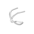 Detailed view of silver dual-line crisscross ear cuff with polished mirror finish - Silver Double Layer Cross Streamline Style