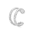 Detailed view of silver twisted rope double layer ear cuff with polished finish - Silver Twisted Double Layer Open Style