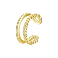 Detail of minimalist gold-plated ear cuff with double layer smooth and twisted rope design - Gold Twisted Double Layer Open Style