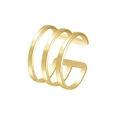 Detail view of a minimalist three-layer gold ear cuff with a polished metallic finish - Gold Triple Layer Parallel Rings Style