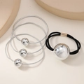 Ensemble d'élastiques à cheveux minimalistes à billes dorées et argentées élégant - Ensemble Argent