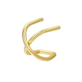 Detailed view of the crossover double-line design on the gold-plated metal ear cuff - Gold Cross Streamline Style