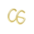 Macro detail of minimalist gold-plated double-layer ear cuff without piercings - Gold Double Loop Open Style