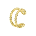 Detail of a gold-plated spiral twist ear cuff with double-layered rope texture - Gold Double Layer Twisted Rope Style