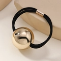 Élastique à cheveux noir avec une grande perle sphérique dorée et boucle métallique - Or Grand