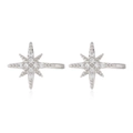 Silver starburst non-piercing ear and nose clips with sparkling zircon stones - Star Style (A2210) / Silver