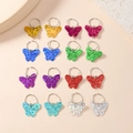 Set di 16 ciondoli a farfalla con paillettes in 8 colori vivaci con anellini d'argento - Farfalla Multicolore (Anello Argento)