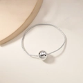 Élastique à cheveux argenté minimaliste avec une perle sphérique en métal brillant - Argent Petit