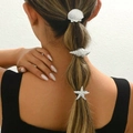 Three-piece silver alloy ocean hair clip set featuring starfish, shell, and conch designs - Silver Starfish Conch And Shell Style