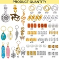 Set da 200 pezzi accessori per dreadlocks con ciondoli di cristallo e anelli metallici - Stili Misti Multicolore (FH0440)