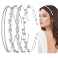 Lot de 4 serre-têtes élégants en argent avec strass brillants pour mariage - Série Florale Esthétique / Or