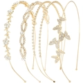 Lot de serre-têtes dorés avec strass, motifs floraux et papillons pour femme - Série Géométrique Papillon / Or