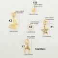 25-piece gold alloy dreadlock rings set with butterfly, star, and pearl charms - Gold