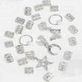 25pcs silver dreadlock cuffs set with pearls and butterfly star moon pendants - Silver