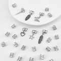 26-piece silver dreadlock hair jewelry set with star, heart, and feather charms - Silver