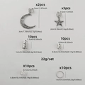 Silver alloy hair braid accessory set including moon, star charms and decorative rings - Silver Jewelry Set / Silver