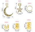 Golden alloy dreadlock jewelry set with sun, moon, and star charms for hair braiding - Gold Large Selection Set / Gold