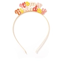 Serre-tête couronne It's My Birthday en métal doré avec lettres colorées pour filles - Style Corne de Cerf Argent