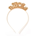 Serre-tête couronne doré pailleté 'It's My Birthday' pour fête d'anniversaire fille - Style Lettre Or