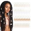 Set di 40 anelli per capelli con conchiglie naturali per treccine e acconciature afro - Oro