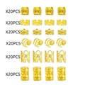120-piece set of gold hollow dreadlock hair rings with floral and geometric patterns - 120 Pieces / Gold