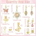Set di 40 gioielli per trecce con farfalle rosa e ciondoli floreali assortiti - Set Floreale Farfalla (FH250827) / Oro