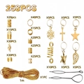 Set dettagliato di 258 accessori dorati per dreadlocks con ciondoli e strumenti - Set Oro
