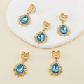 Set di 5 anelli per capelli boho dorati con pendenti a goccia blu e dettagli in filigrana - Stile Goccia d'Acqua Blu