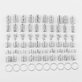 Detailliertes Set aus silbernen Haarflecht-Accessoires mit Ringen und Blattanhängern - Silber 70pcs