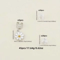 Set mit 45 Stück Gänseblümchen-Ohrringen inklusive Silberreifen und Blumenschmuck - Silber