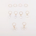 Lot de 10 anneaux de cheveux ethniques dorés avec perles et pendentifs papillon - Ensemble Doré (FH250602)