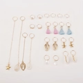 14er-Set Haarringe Ozean-Thema mit goldenen Seesternen, Muscheln und Quasten - Ozean Muschel Seestern Stil (FH250604)
