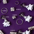 Lot de 44 bijoux de cheveux Halloween avec pendentifs fantômes et anneaux argentés - Ensemble Halloween Argent (FH251008) / 44 Pièces