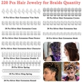 Set di 220 gioielli per capelli argento con vari stili per treccine e dreadlocks - Argento