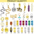 Set di 200 accessori per dreadlock con ciondoli oro argento e perline colorate - Set Accessori Misti 3